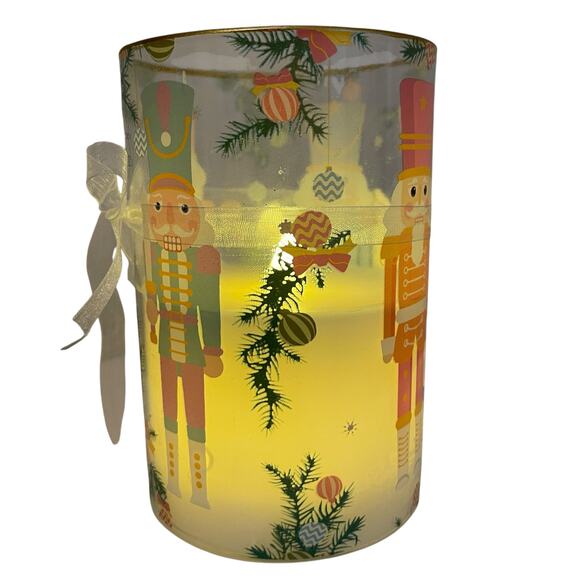 Pastel Christmas Nutcracker Flameless LED Glass Candle Holiday Decor New - Picture 4 of 14